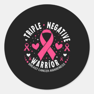 Sticker Rond Triple guerrier négatif Coeur rose Cancer du sein