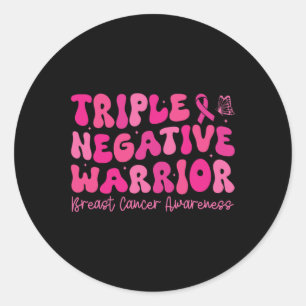 Sticker Rond Triple guerrier négatif Sensibilisation au cancer