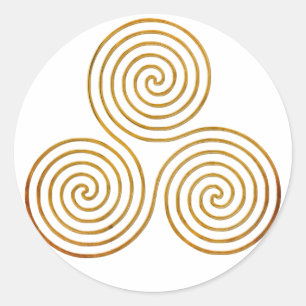 Sticker Rond triple spirale celtique - OneLine d'or antique