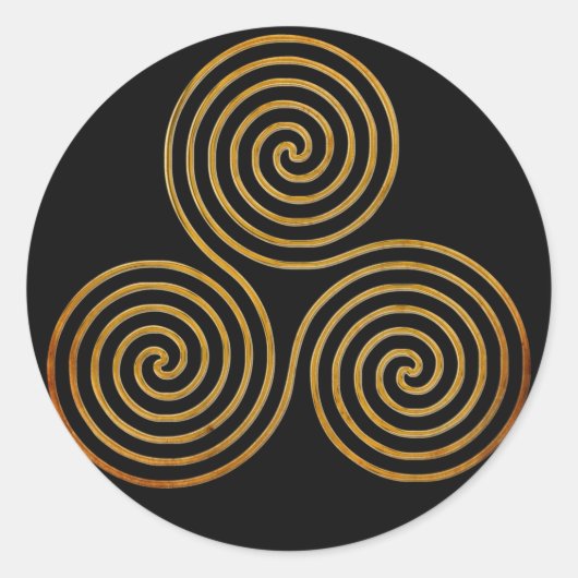 Sticker Rond triple spirale celtique - OneLine d'or antique, no (Devant)