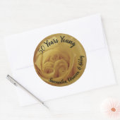 Sticker Rond Triplet Anniversaire Rose Jaune Fête du jalon (Enveloppe)