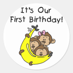 Sticker Rond Triplets 1er - Deux garçons, une fille