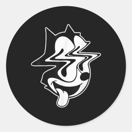 Sticker Rond Trippy Felix Cat Blackwork (Devant)