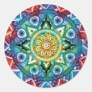 Sticker Rond Trippy Mandala