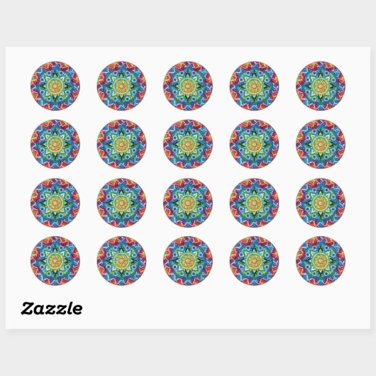 Sticker Rond Trippy Mandala (Feuille)