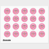 Sticker Rond Trippy Oeil rose Floral Nom psychédélique (Feuille)