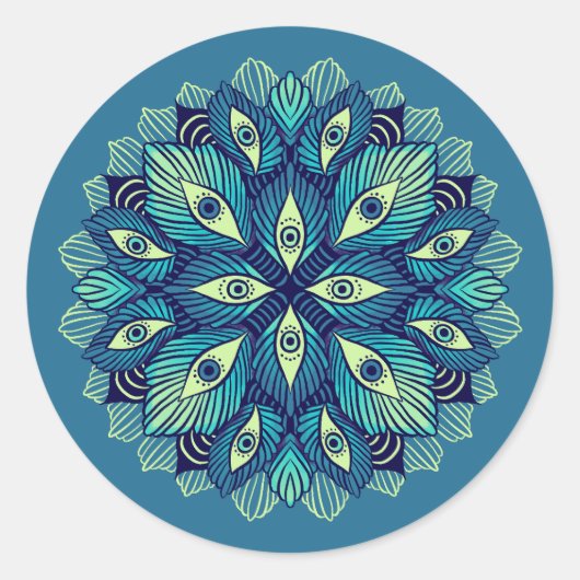 Sticker Rond Trippy Psychedelic Eyes Floral Surreal Art (Devant)