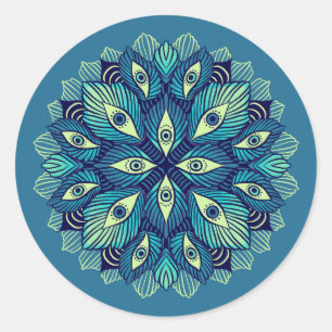 Sticker Rond Trippy Psychedelic Eyes Floral Surreal Art