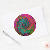 Sticker Rond Trippy Turquoise Abstrait Retro Liquid Swirl (Enveloppe)