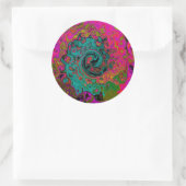 Sticker Rond Trippy Turquoise Abstrait Retro Liquid Swirl (Sac)