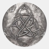 Sticker Rond Triquetra Trinity Knot Silvery Pewter Faux Metal (Devant)