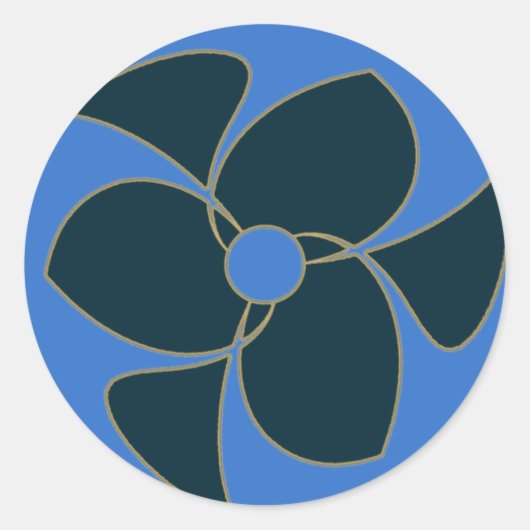 Sticker Rond Triquille spirale du croissant rétro Turquoise (Devant)