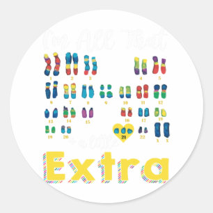 Sticker Rond Trisomy 21 Xx Chromosome Extra Girl World Down Syn