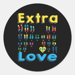 Sticker Rond Trisomy 21 Xx Chromosome Extra Girl World Down Syn