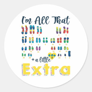 Sticker Rond Trisomy 21 Xy Extra Chromosome Boy World Down Synd