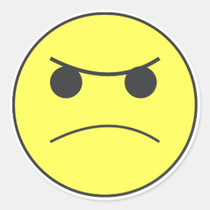 Sticker Rond Triste colère face émoticône humeur