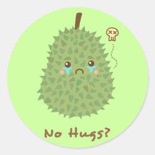 Sticker Rond Triste Durian qui ne se fait pas serrer