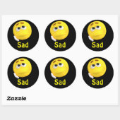 Sticker Rond Triste Emoji Emoticon visage de dessin (Feuille)