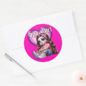Sticker Rond triste fille Graphic Design (Enveloppe)