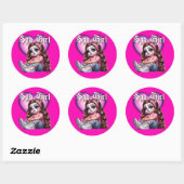 Sticker Rond triste fille Graphic Design (Feuille)
