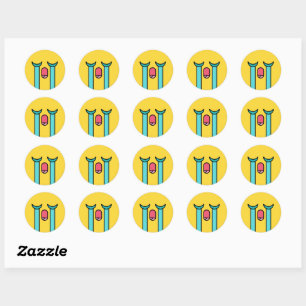 Sticker Rond Triste Pleure Face Emoji Emoticon Jaune