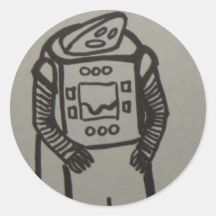 Sticker Rond triste robot fils