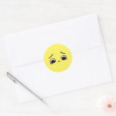 Sticker Rond Triste Sentiment Visage En Bas Emoji Jaune (Enveloppe)
