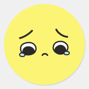 Sticker Rond Triste Sentiment Visage En Bas Emoji Jaune