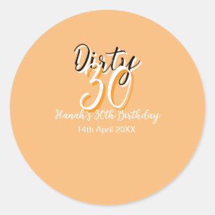Sticker Rond Triste trente orange blanc simple rétro annonce d'