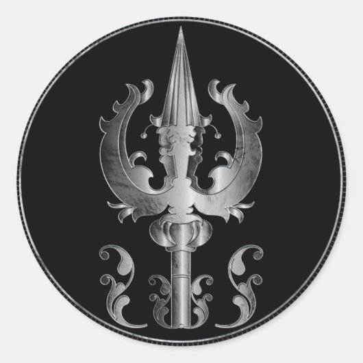 Sticker Rond Trisula - Trident de Shiva (Devant)