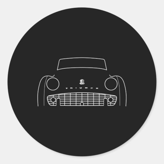 Sticker Rond Triumph Tr3 British Car White Outline (Devant)