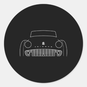 Sticker Rond Triumph Tr3 British Car White Outline