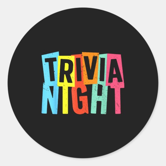 Sticker Rond Trivia Night Art For Men Women Trivia Host Trivia (Devant)