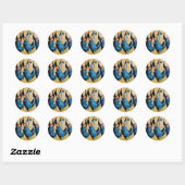 STICKER ROND TROIS ANGES EN BLEU (Feuille)