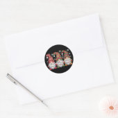 Sticker Rond Trois Buffles Gnomes Plaid Red Christmas (Enveloppe)