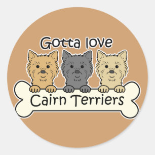 Sticker Rond Trois Cairn Terriers
