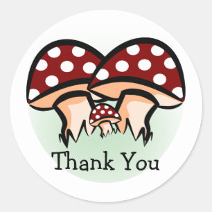 Sticker Rond Trois champignons merci