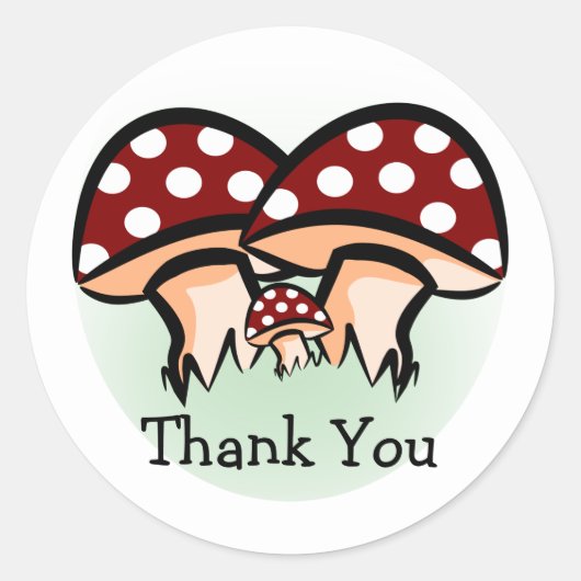 Sticker Rond Trois champignons merci (Devant)