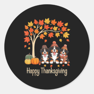 Sticker Rond Trois chiens de montagne bernois tombent arbre heu