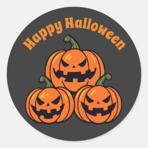 Sticker Rond Trois citrouilles de Jack o'lantern