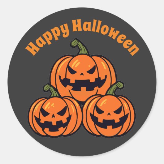 Sticker Rond Trois citrouilles de Jack o'lantern (Devant)