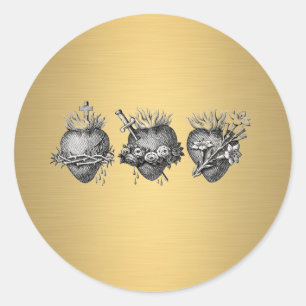 Sticker Rond Trois Coeurs de Jésus, Marie et Joseph Adresse