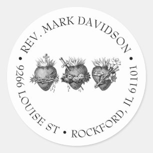 Sticker Rond Trois Coeurs de Jésus, Marie et Joseph Adresse