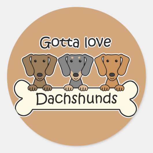 Sticker Rond Trois Dachshunds (Devant)