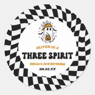 Sticker Rond Trois Esprits Halloween Rétro Fête d'anniversaire