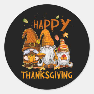 Sticker Rond Trois Gnomes Bon thanksgiving Automne Automne Pump