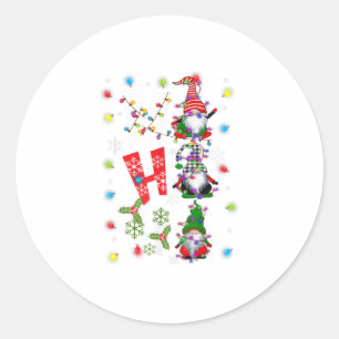 Sticker Rond Trois Gnomes de Noël Ho-Ho-Ho - Gar