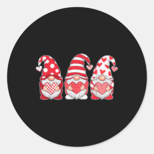 Sticker Rond Trois Gnomes tenant le coeur Valentines Journée Fe