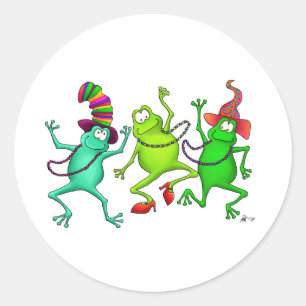 Sticker Rond Trois grenouilles de danse