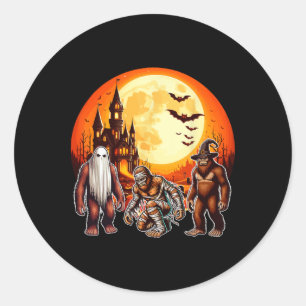 Sticker Rond Trois Halloween Bigfoots Horror Boo Ghost Witch Mu
